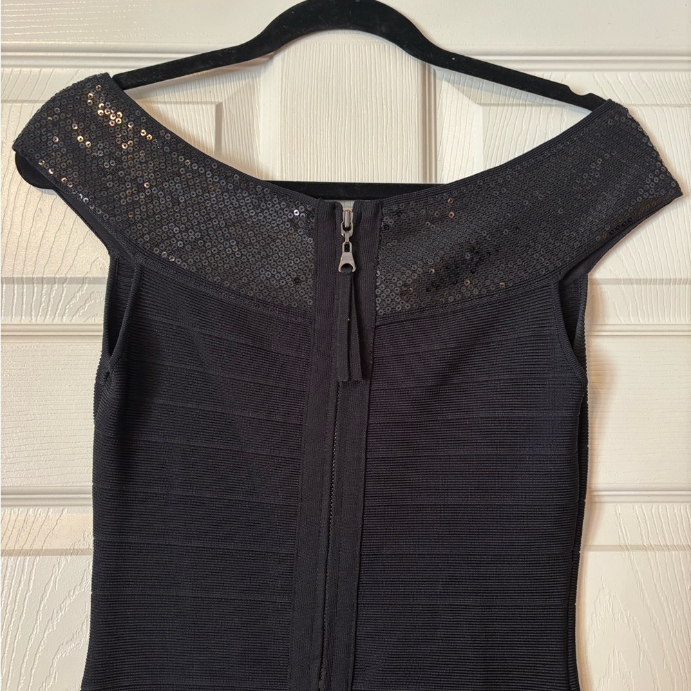 Guess Black Strapless Dress Sequence Neckline Small - Picture 5 of 12